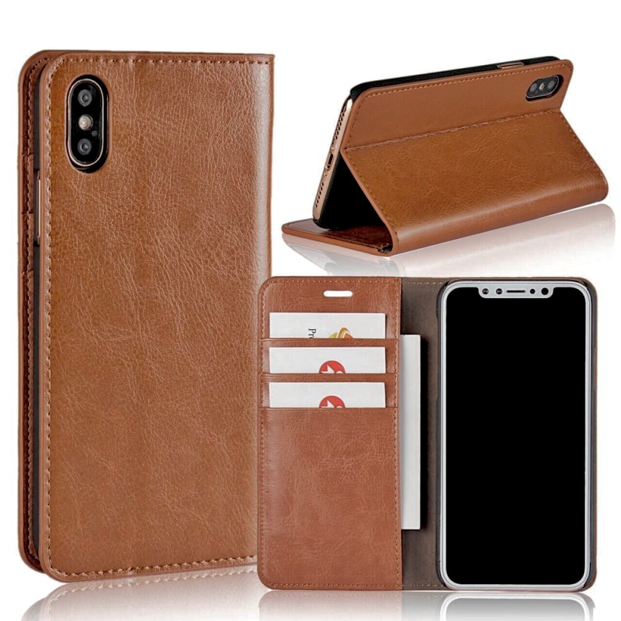Mobiltaske Ægte Læder iPhone X/XS Brun