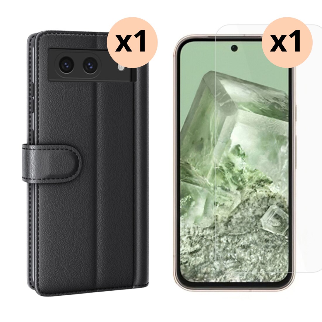 Google Pixel 8a Beskyttelsessæt Mobiltaske og Skærmbeskyttelse