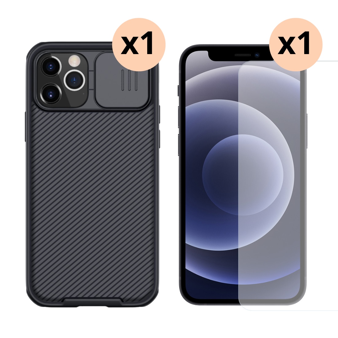 iPhone 12/12 Pro Sett med CamShield Cover og skærmbeskyttelse