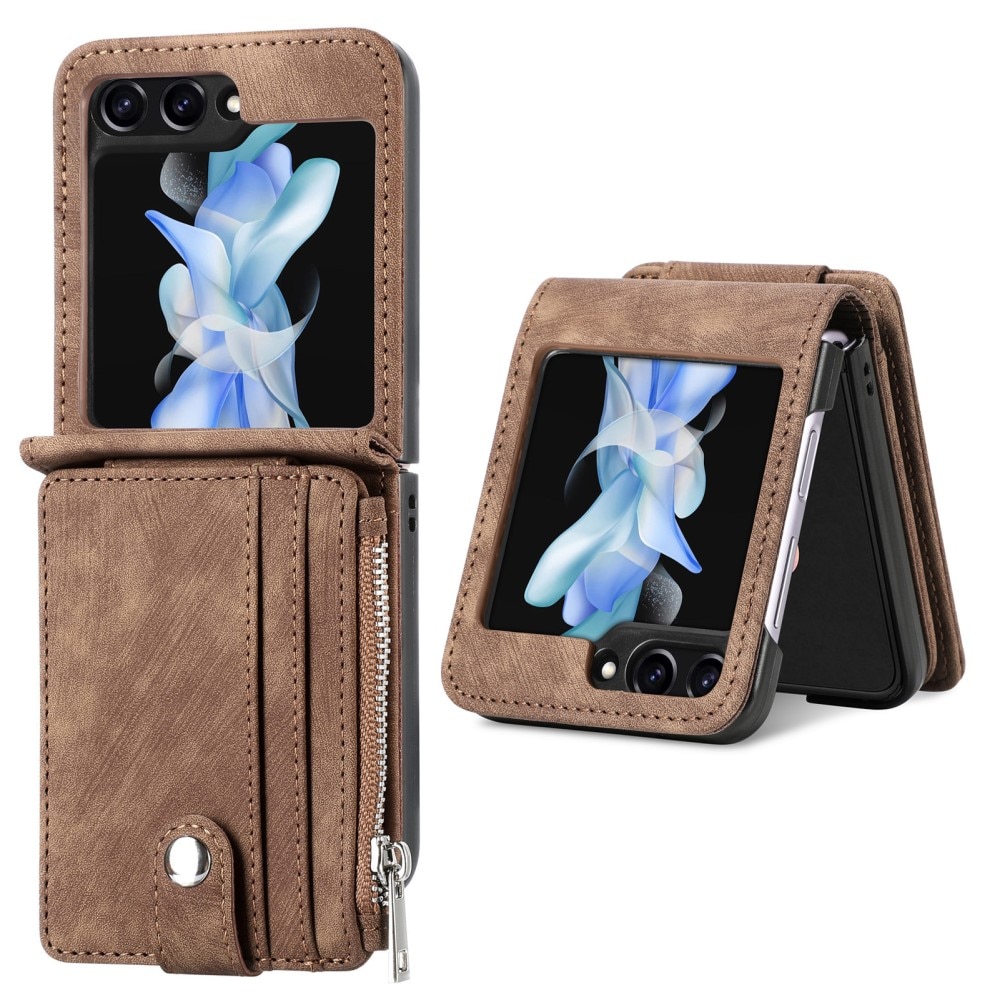 Zipper Multi-Slot Mobiltaske Samsung Galaxy Z Flip 6 brun