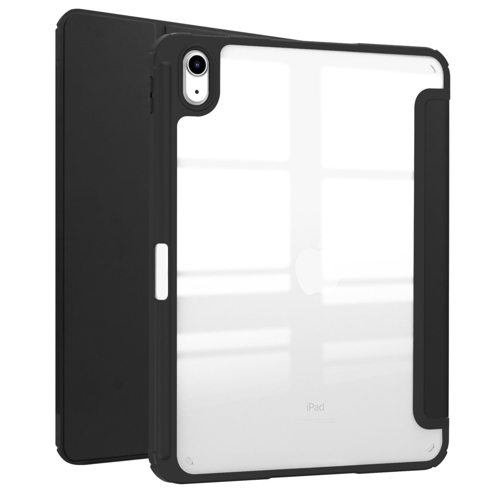Apple iPad 11 11th Gen (2025) Etui Tri-fold med Pencil-holder Sort/gennemsigtig