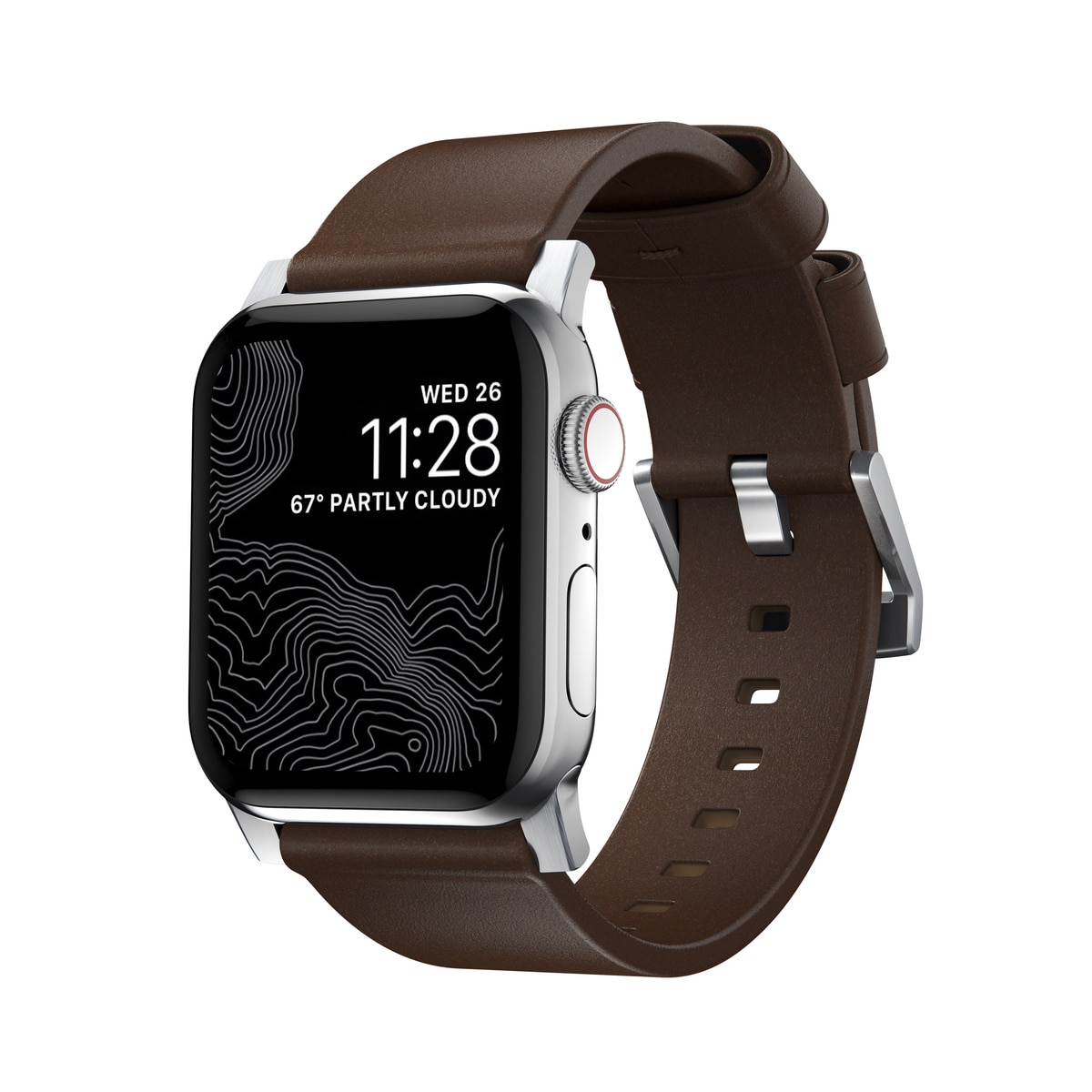 Apple Watch Series 10 42mm Modern Band Horween Leather Rustic Brown (Silver Hardware)