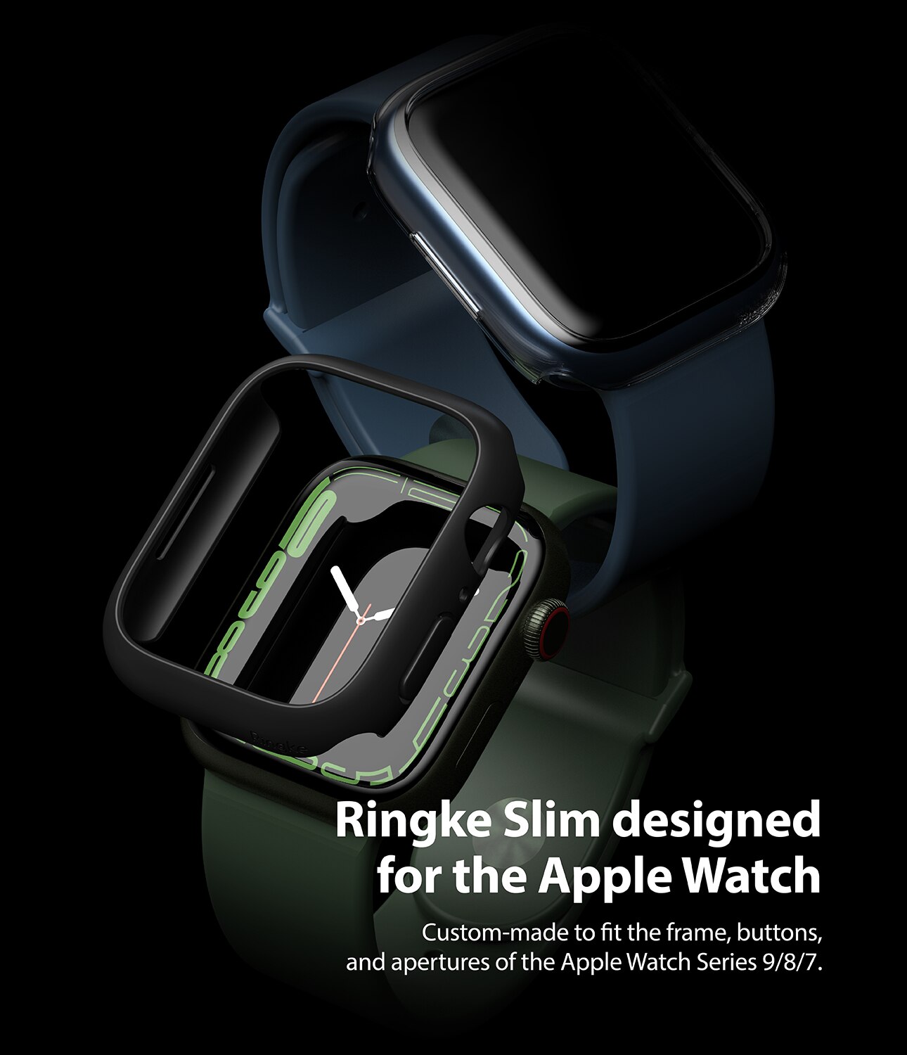 Slim Case (2-pack) Apple Watch Series 7 41mm Matte Black & Clear