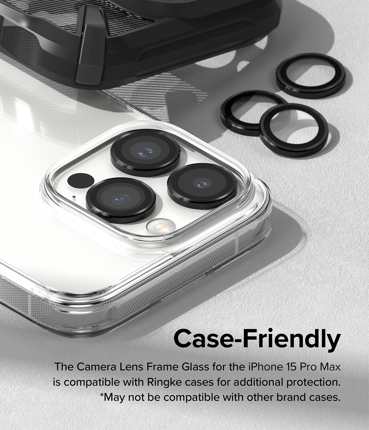 Camera Lens Frame Glass iPhone 15 Pro Max Sort